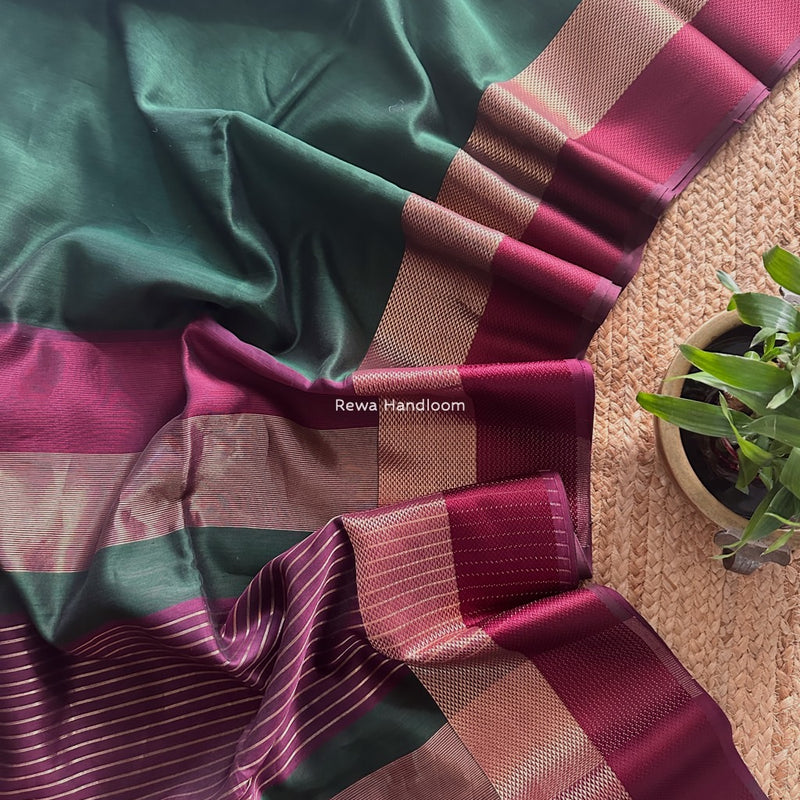 Maheshwari Green Resham Thread Border Saree ZRBS02