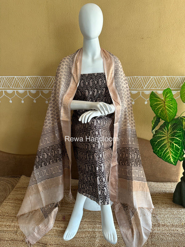 Maheshwari Bagh Print Tissue Top-Dupatta Set