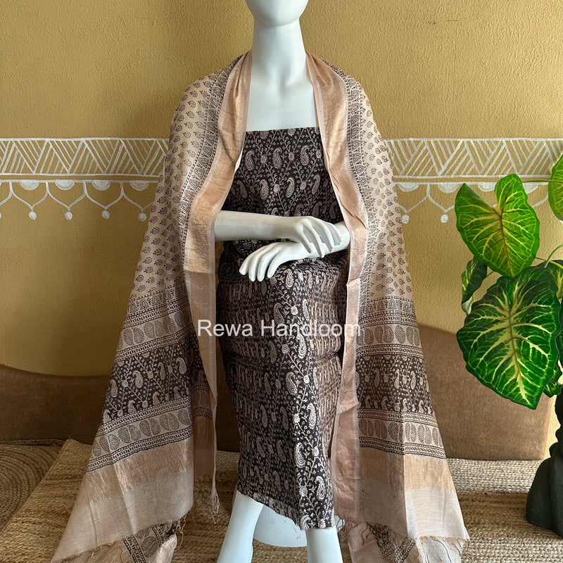 Maheshwari Bagh Print Tissue Top-Dupatta Set