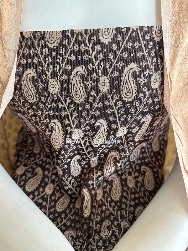Maheshwari Black-White Bagh Print Tissue Top-Dupatta Set BPTS017