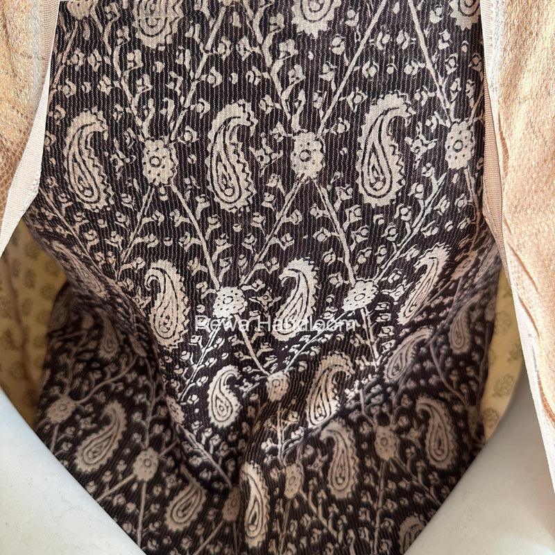 Maheshwari Black-White Bagh Print Tissue Top-Dupatta Set BPTS017