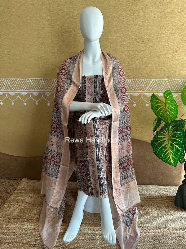 Maheshwari Bagh Print Tissue Top-Dupatta Set