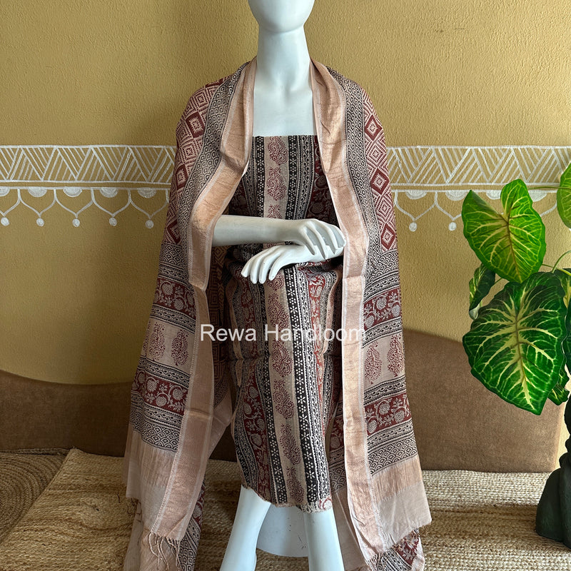 Maheshwari Bagh Print Tissue Top-Dupatta Set