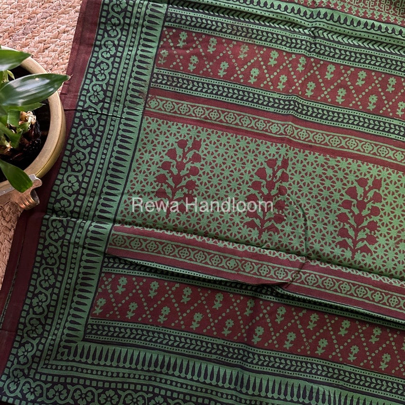 Maroon Bagh Print Cotton Saree NCBP39