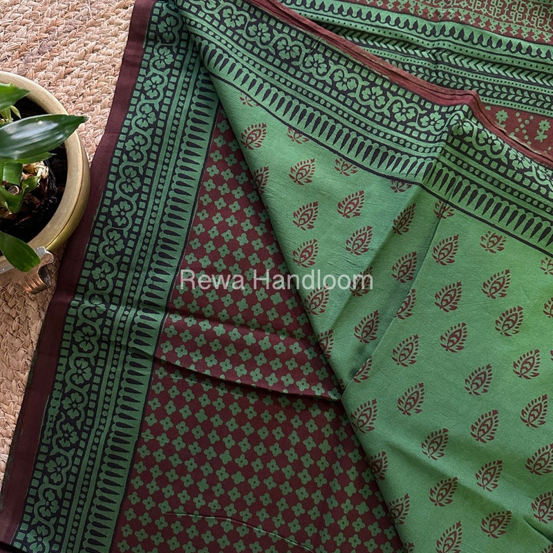 Maroon Bagh Print Cotton Saree NCBP39
