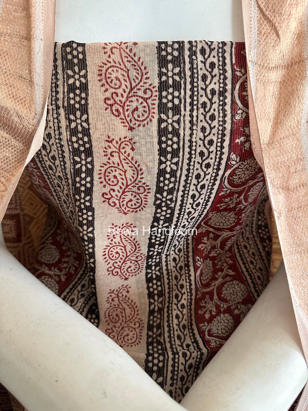Maheshwari Maroon Bagh Print Tissue Top-Dupatta Set BPTS018