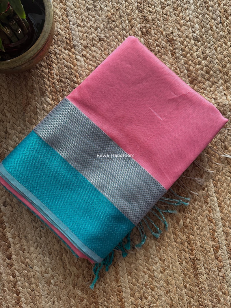 Maheshwari Pink Resham Thread Border Saree ZRBS04