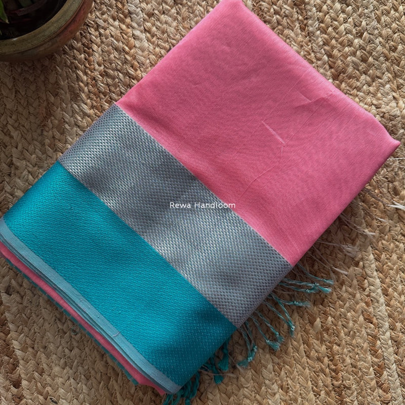 Maheshwari Pink Resham Thread Border Saree ZRBS04