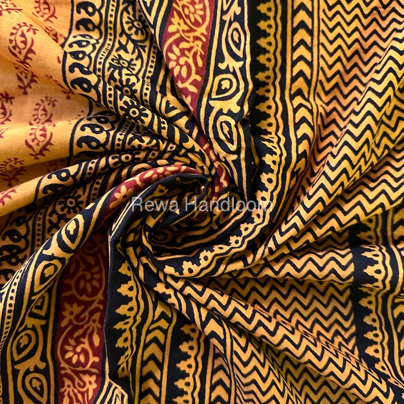 Yellow Bagh Print Cotton Saree NCBP38