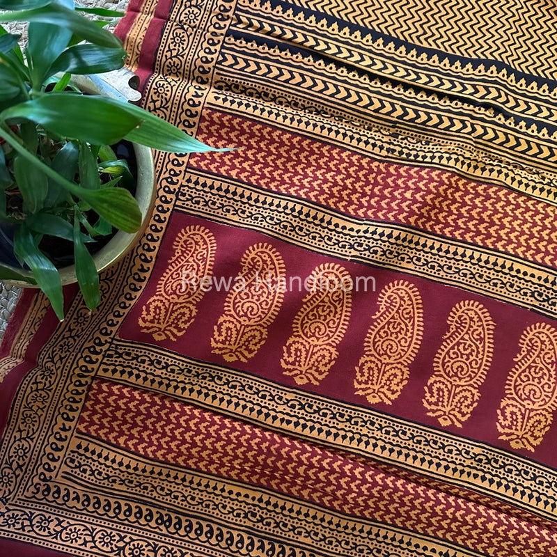 Yellow Bagh Print Cotton Saree NCBP38