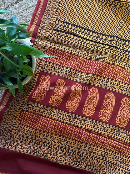 Yellow Bagh Print Cotton Saree NCBP38