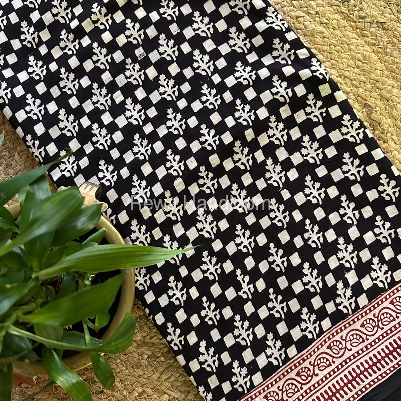 Black Bagh Print Cotton Saree NCBP37