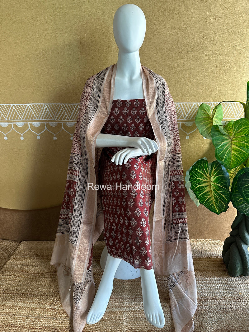 Maheshwari Bagh Print Tissue Top-Dupatta Set