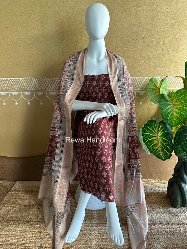 Maheshwari Bagh Print Tissue Top-Dupatta Set