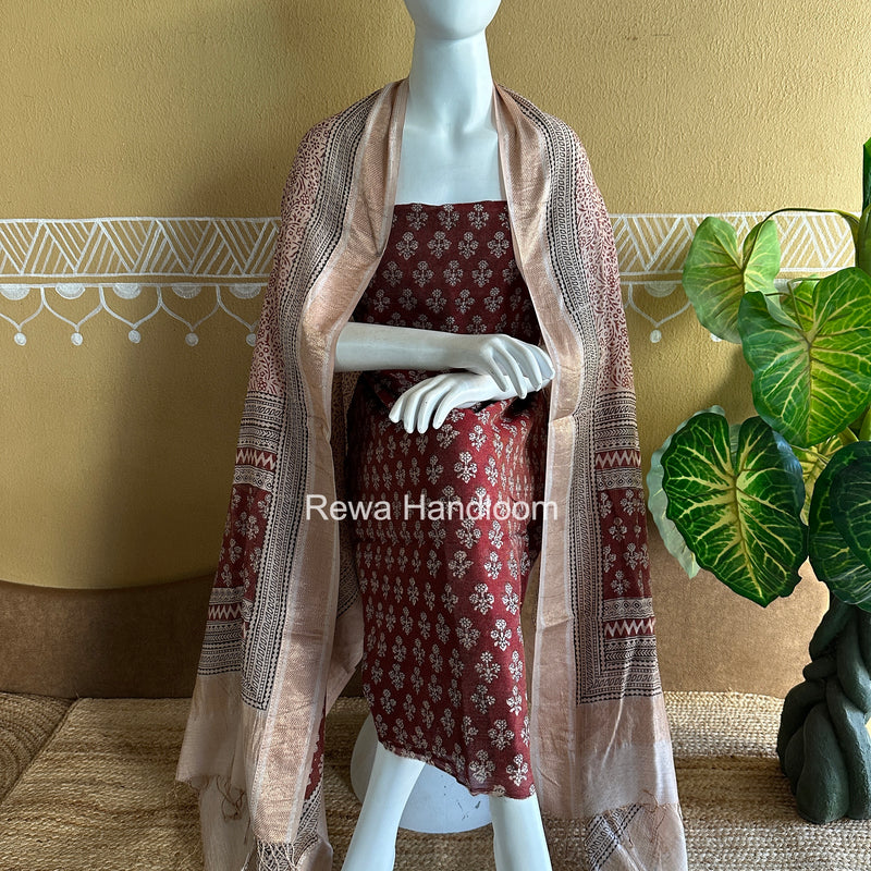 Maheshwari Bagh Print Tissue Top-Dupatta Set