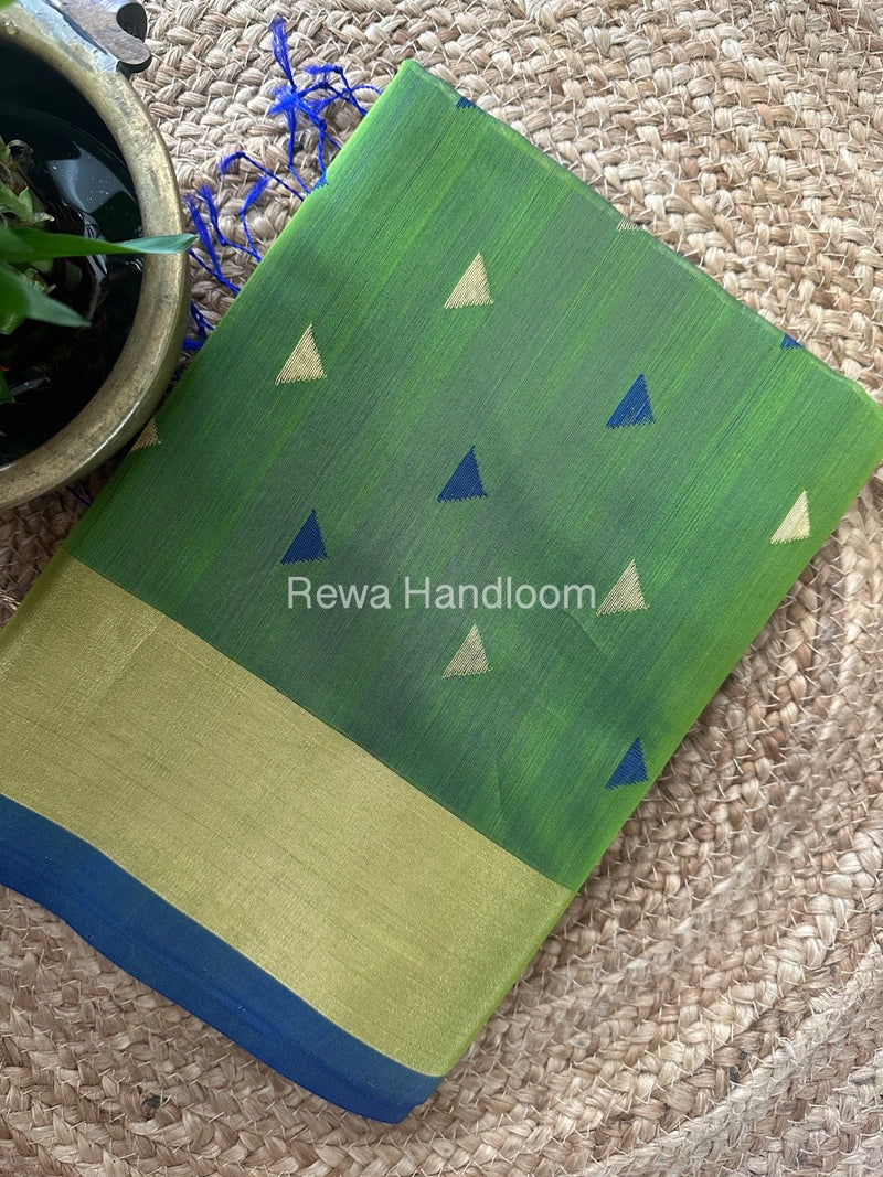 Parrot Green Zari Butti Maheshwari Saree SB0118