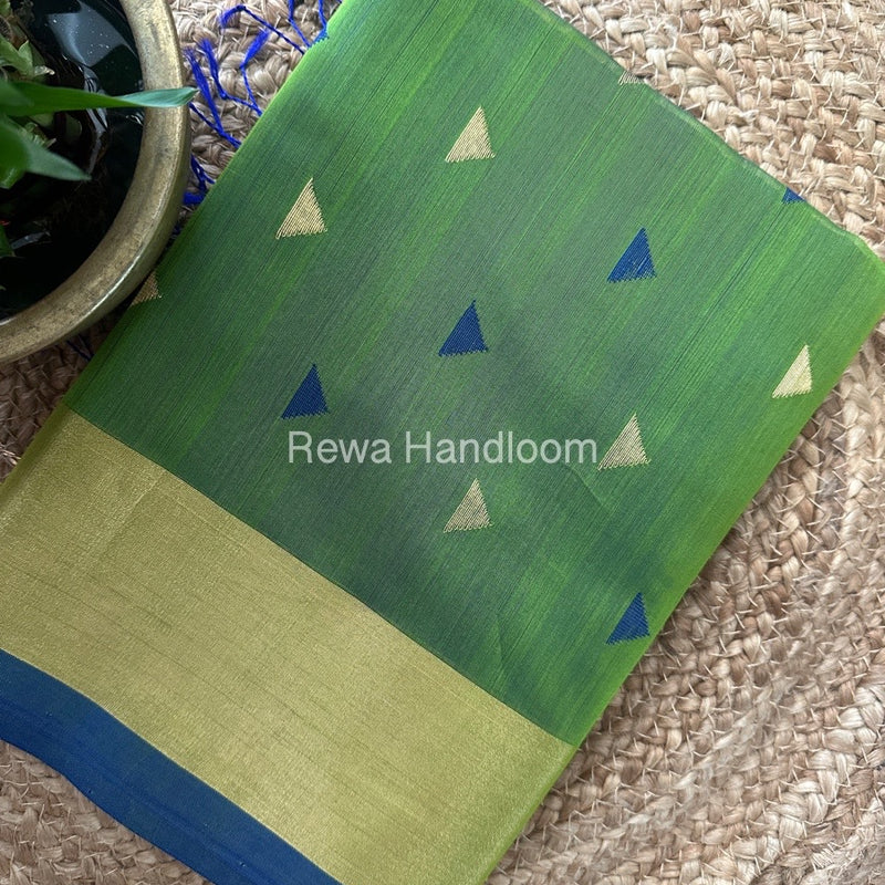 Parrot Green Zari Butti Maheshwari Saree SB0118