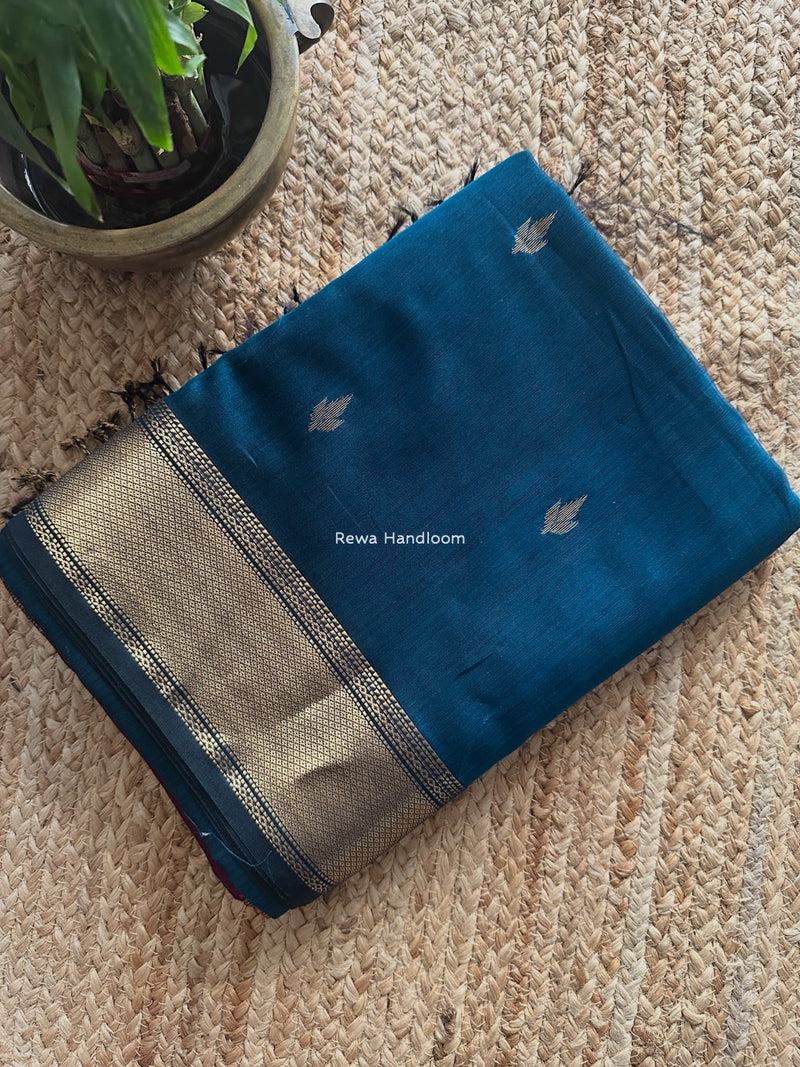 Maheshwari Rama Green Butta Pallu Saree BTPS063