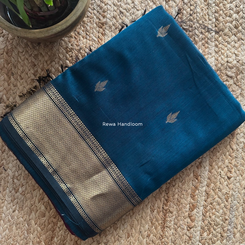 Maheshwari Rama Green Butta Pallu Saree BTPS063