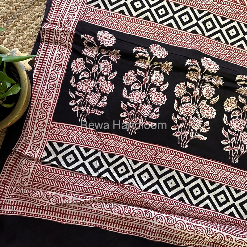Black Bagh Print Cotton Saree NCBP37