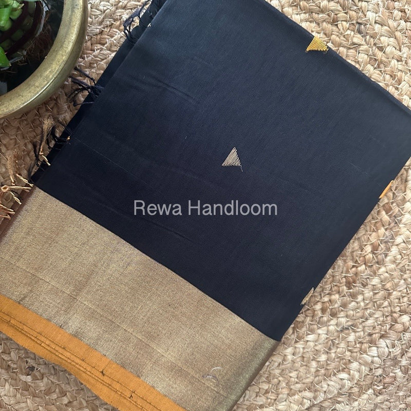 Black Zari Butti Maheshwari Saree SB0117