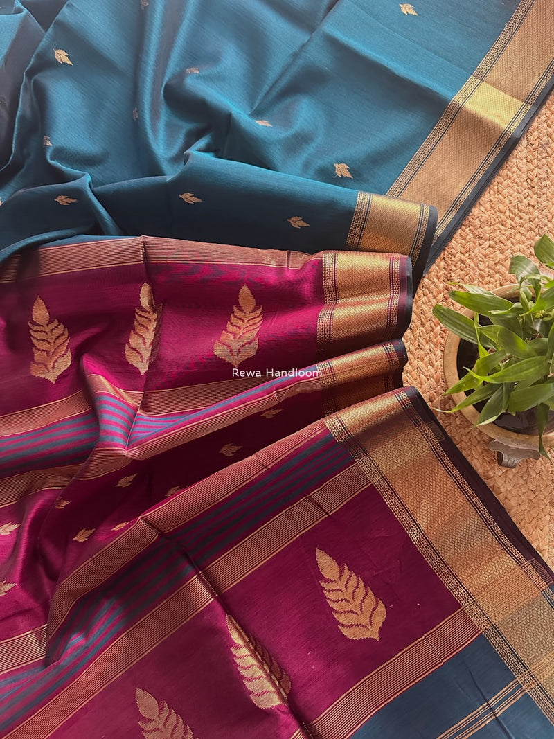 Maheshwari Rama Green Butta Pallu Saree BTPS063