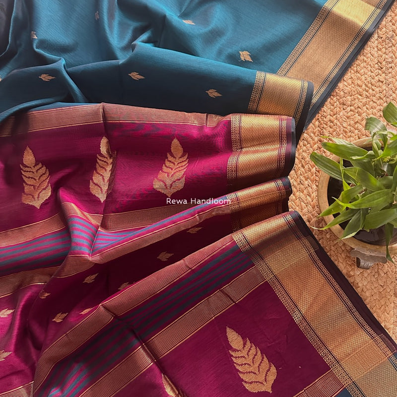 Maheshwari Rama Green Butta Pallu Saree BTPS063