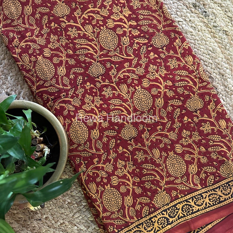 Red Bagh Print Cotton Saree NCBP36