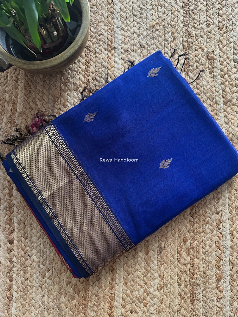 Maheshwari Blue Butta Pallu Saree BTPS064