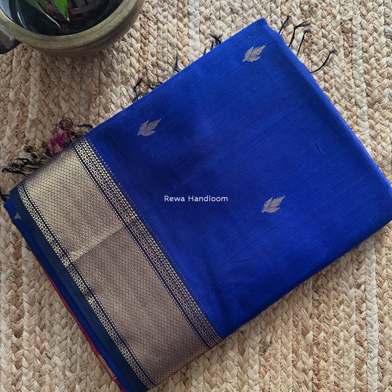 Maheshwari Blue Butta Pallu Saree BTPS064
