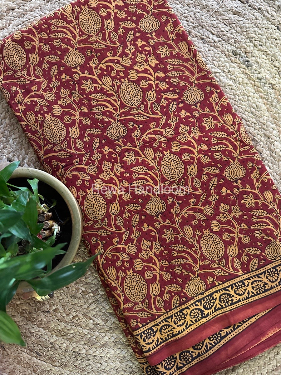 Red Bagh Print Cotton Saree NCBP36