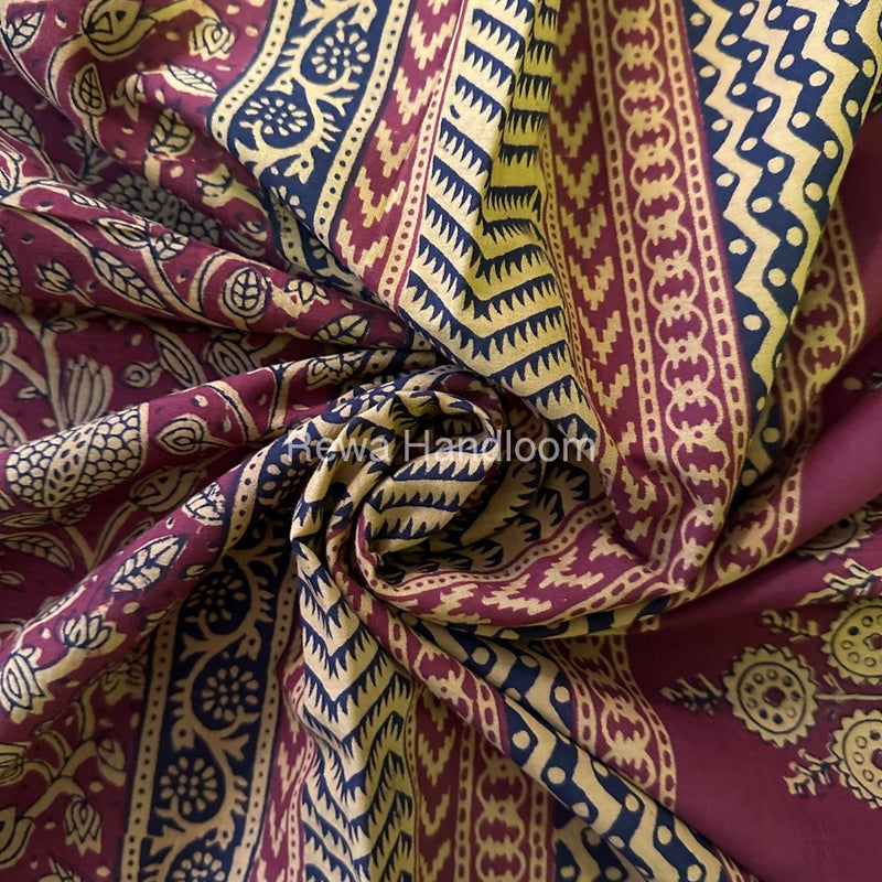 Red Bagh Print Cotton Saree NCBP36