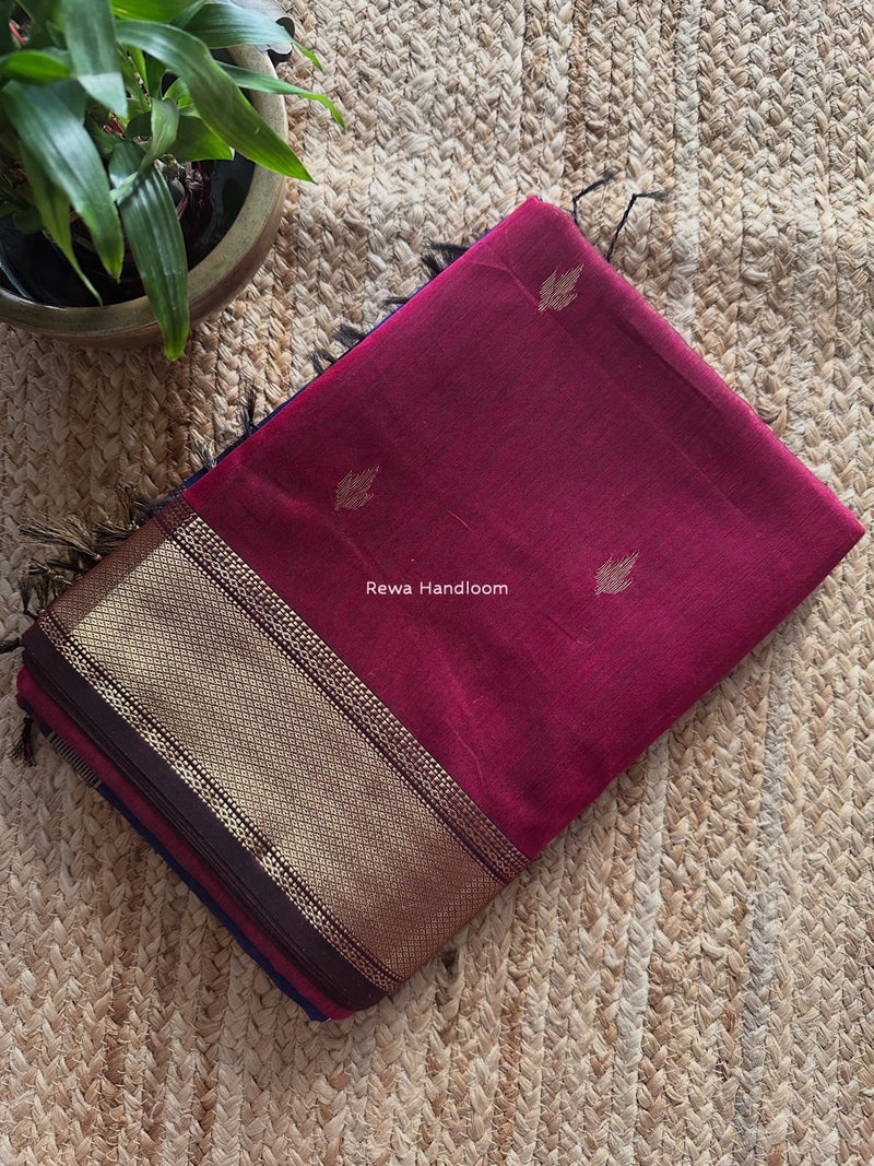 Maheshwari Rani Pink Butta Pallu Saree BTPS065