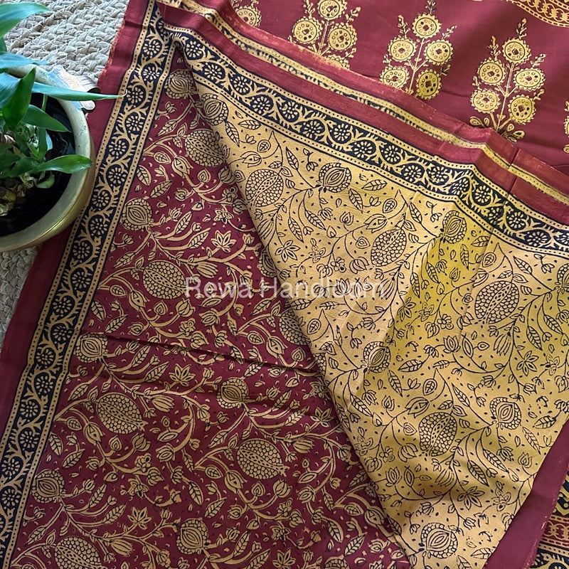 Red Bagh Print Cotton Saree NCBP36