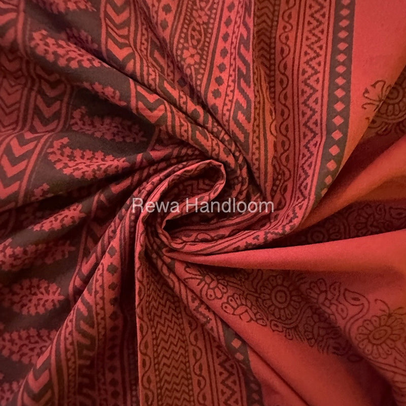 Red Bagh Print Cotton Saree NCBP43