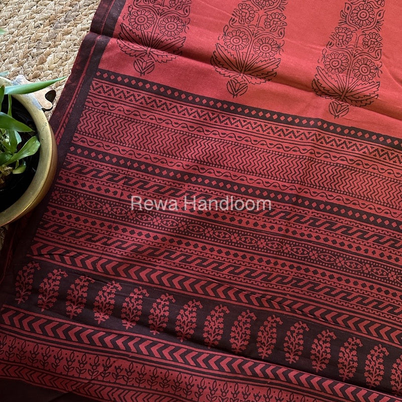Red Bagh Print Cotton Saree NCBP43