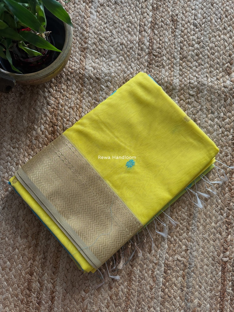 Maheshwari Yellow Lotus Butta Saree LBS058