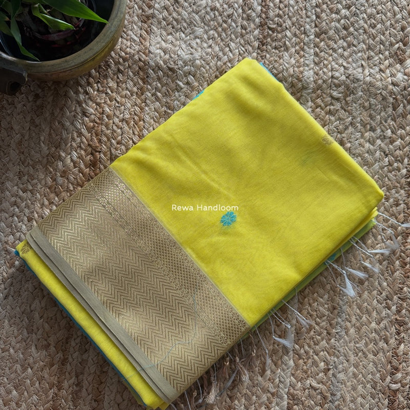 Maheshwari Yellow Lotus Butta Saree LBS058