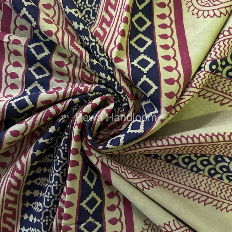 Mehendi Green Bagh Print Cotton Saree NCBP35