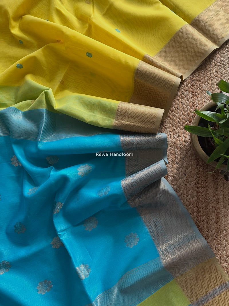 Maheshwari Yellow Lotus Butta Saree LBS058