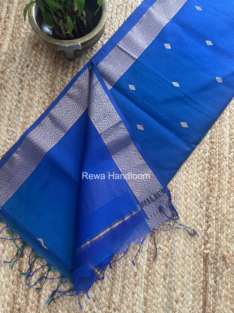 Maheshwari Blue Diamond Shaded Butti Saree DBSS022