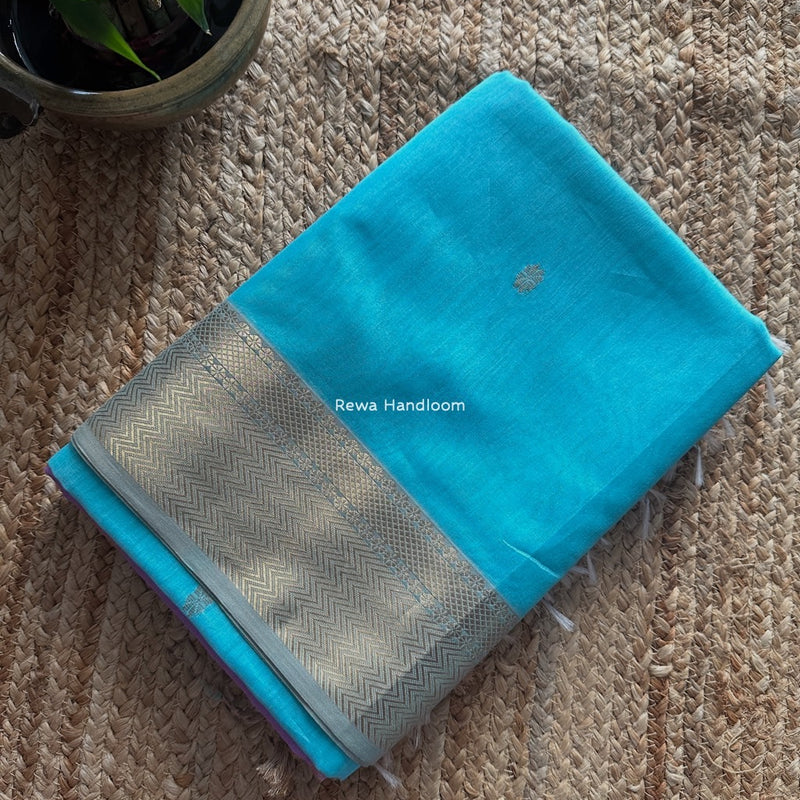 Maheshwari Sky Blue Lotus Butta Saree LBS059