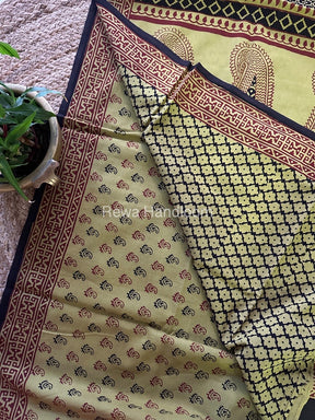 Mehendi Green Bagh Print Cotton Saree NCBP35