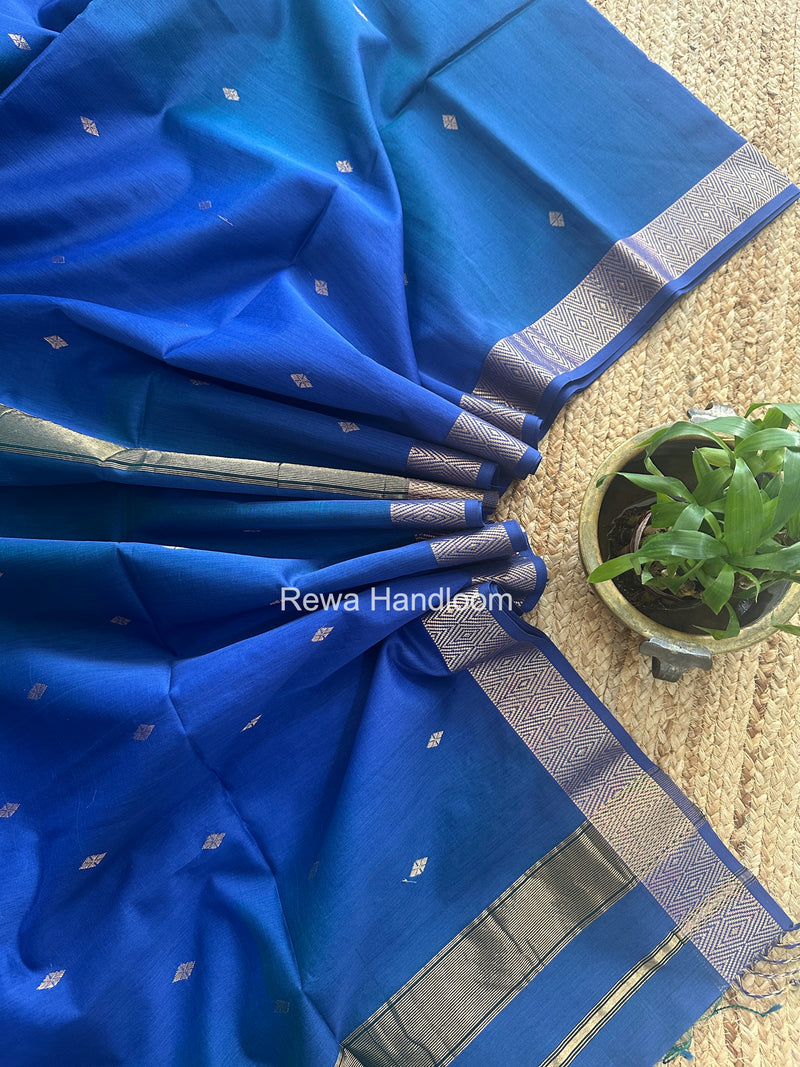 Maheshwari Blue Diamond Shaded Butti Saree DBSS022