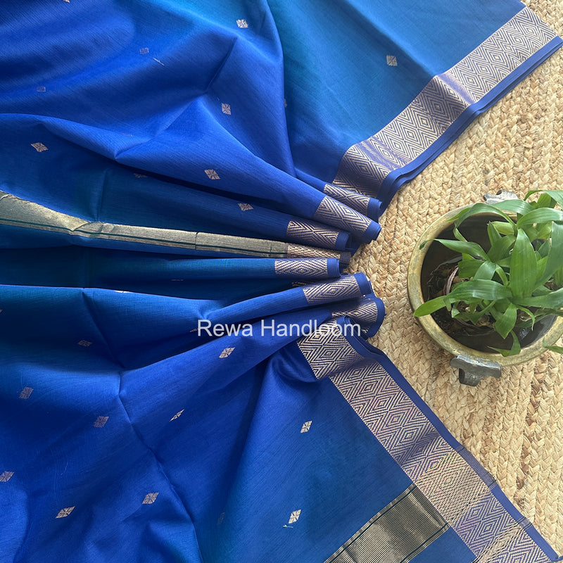 Maheshwari Blue Diamond Shaded Butti Saree DBSS022