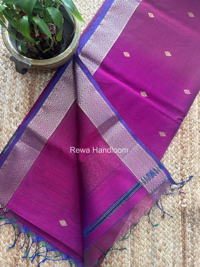 Maheshwari Purple Diamond Shaded Butti Saree DBSS021