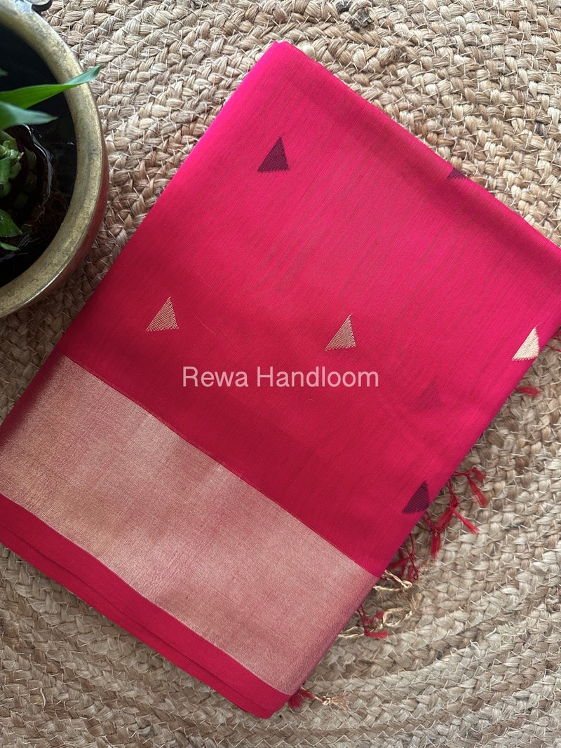 Rani Pink Zari Butti Maheshwari Saree SB0124