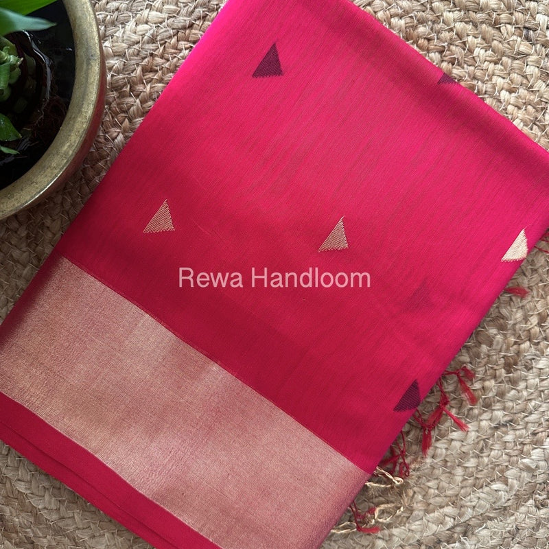 Rani Pink Zari Butti Maheshwari Saree SB0124