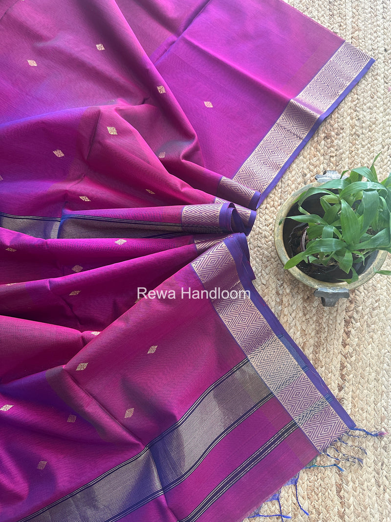 Maheshwari Purple Diamond Shaded Butti Saree DBSS021