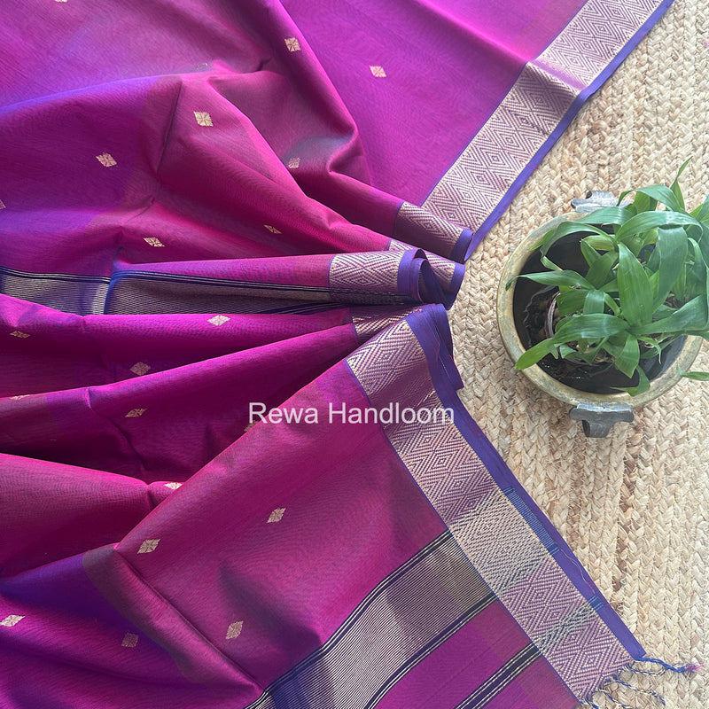 Maheshwari Purple Diamond Shaded Butti Saree DBSS021